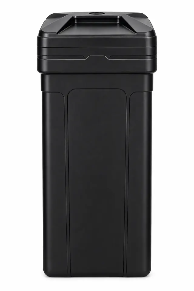 Black water softener brine tank with lid